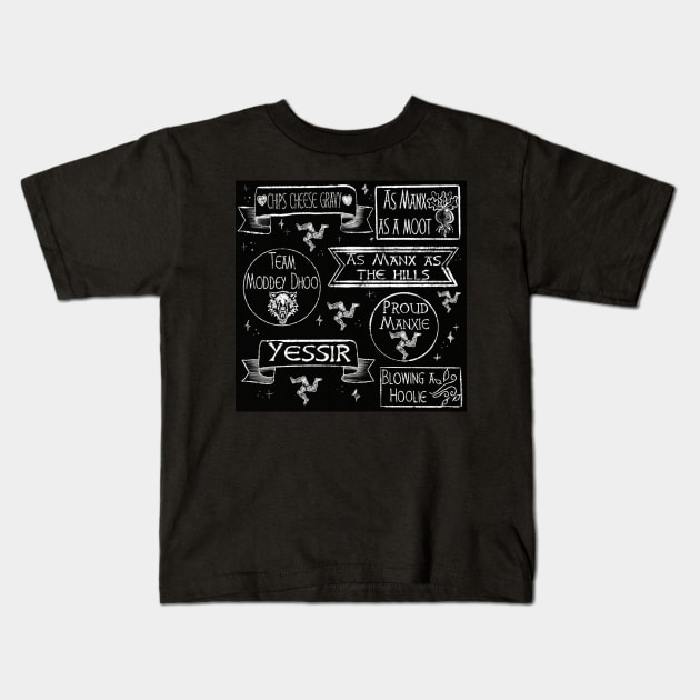 Manx blackboard Kids T-Shirt by Manxcraft